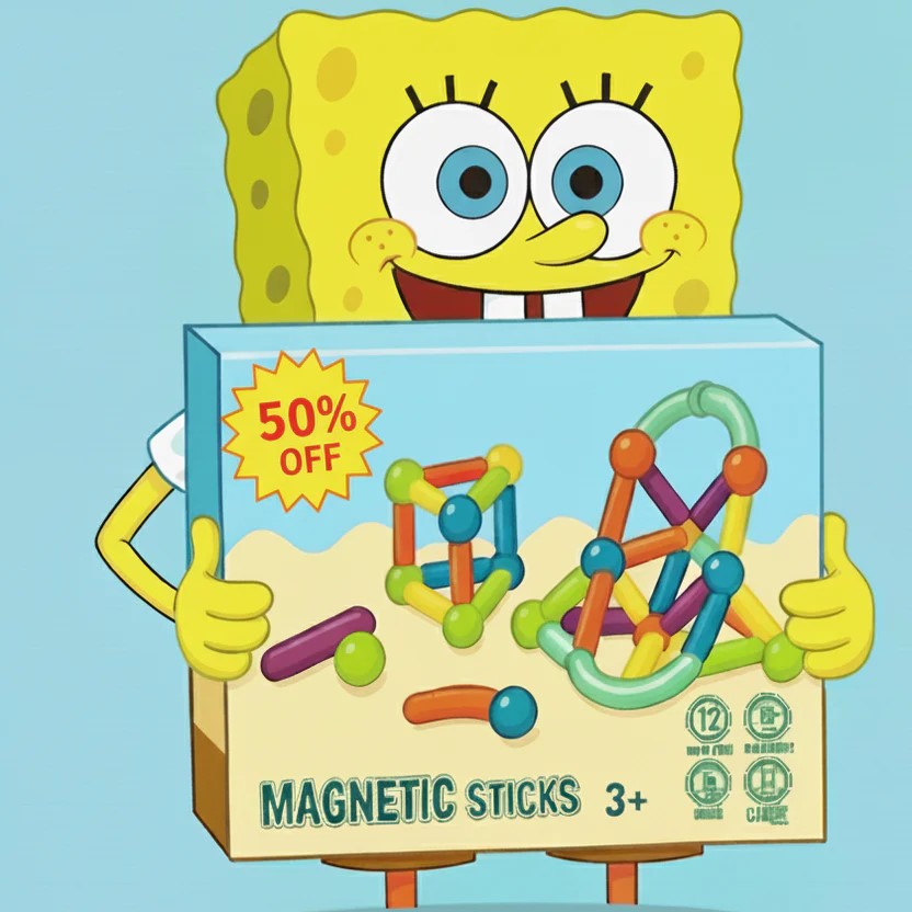 42-osaline magnetiliste ehituspulkade komplekt