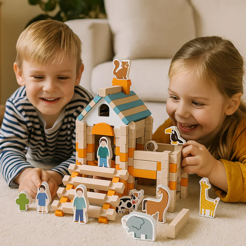 Puidust ehitusklotsid – ladumis- ja ehitamismäng