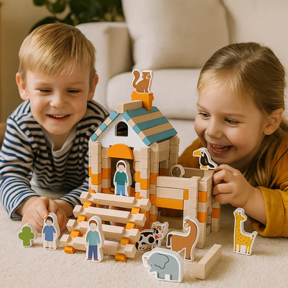 Puidust ehitusklotsid – ladumis- ja ehitamismäng