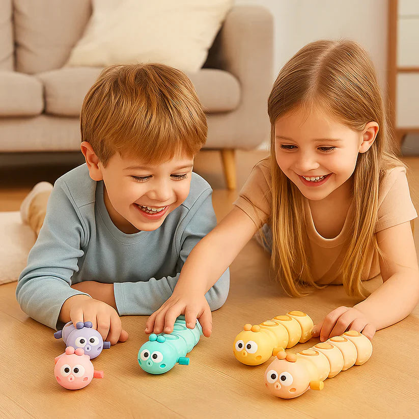 Nakrutatav röövikmänguasi lastele – arendab kõhuli olemist ja roomamisoskust