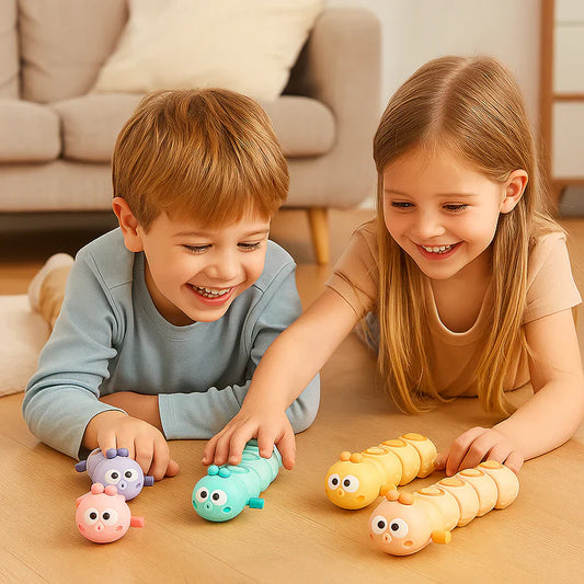 Nakrutatav röövikmänguasi lastele – arendab kõhuli olemist ja roomamisoskust