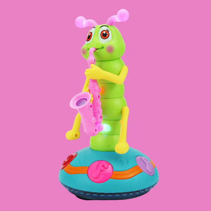 Muusikat mängiv ja valgust vilgutav röövik – interaktiivne mänguasi lastele