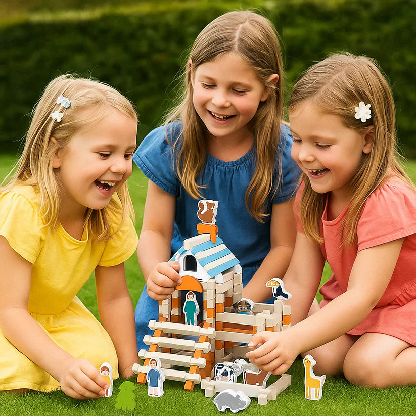 Puidust ehitusklotsid – ladumis- ja ehitamismäng