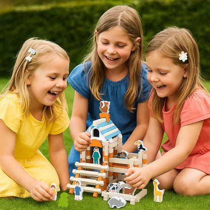 Puidust ehitusklotsid – ladumis- ja ehitamismäng