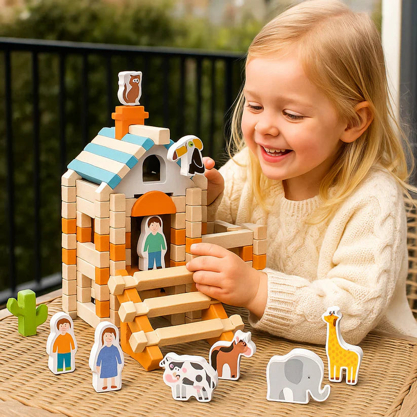 Puidust ehitusklotsid – ladumis- ja ehitamismäng