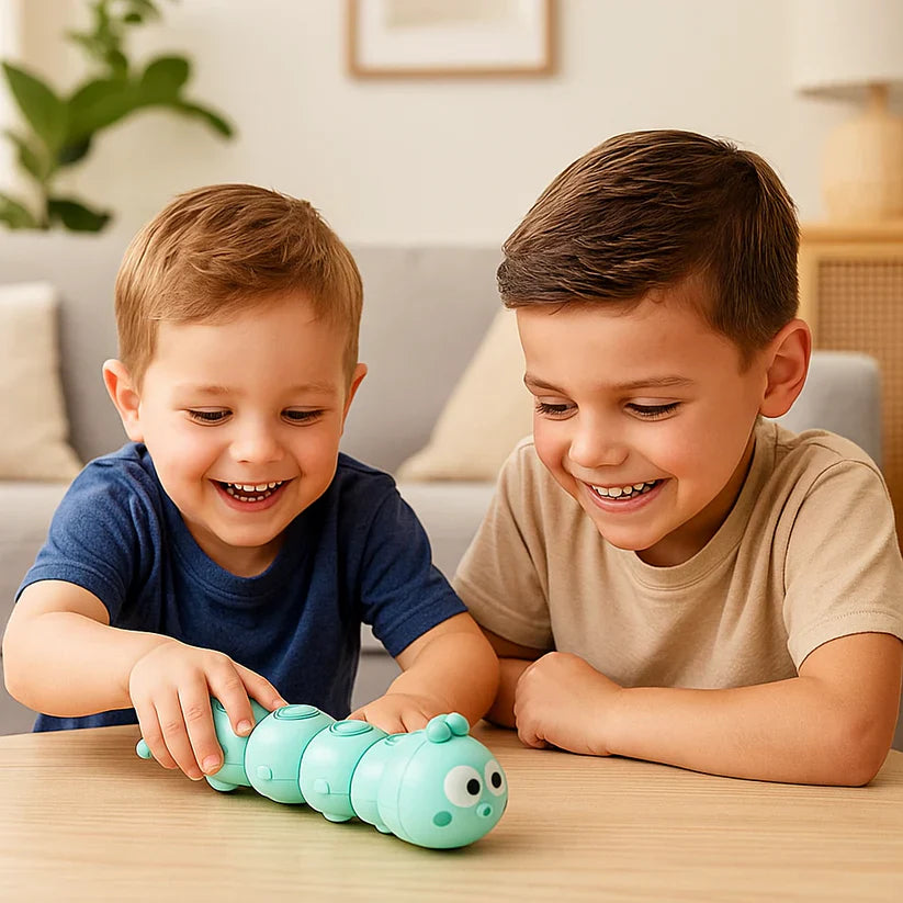 Nakrutatav röövikmänguasi lastele – arendab kõhuli olemist ja roomamisoskust