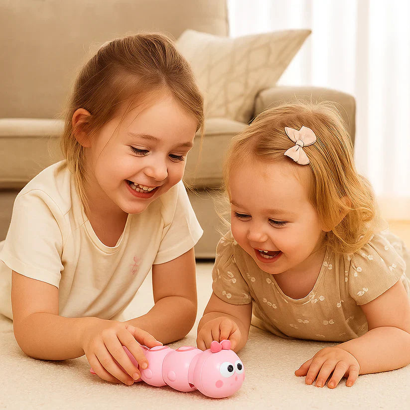 Nakrutatav röövikmänguasi lastele – arendab kõhuli olemist ja roomamisoskust