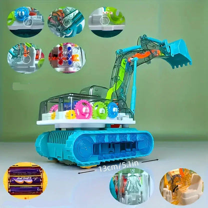 Tantsiv ja valguses vilkuv muusikaline ekskavaator