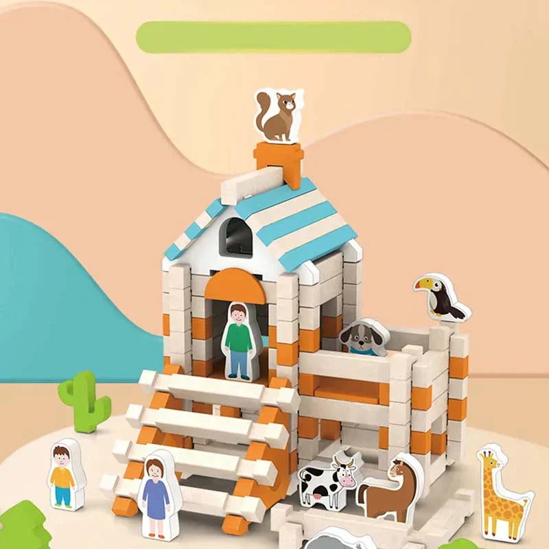 Puidust ehitusklotsid – ladumis- ja ehitamismäng