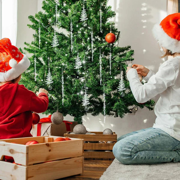 24 kristallist jääpurika kujulist jõulukaunistust (3 erineva disainiga)