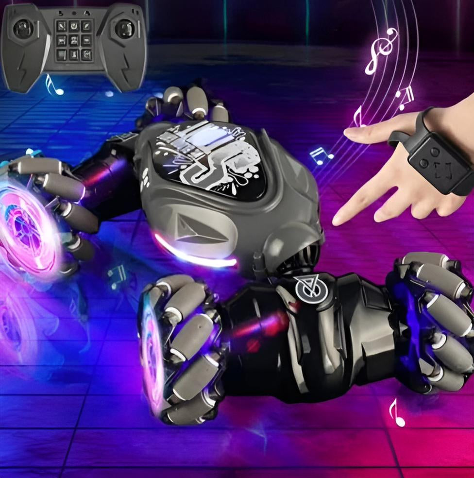 Käte liigutustega juhitav trikiauto kahepoolse sõidusüsteemiga